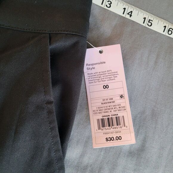 Wild Fable Wide Leg Trousers Womens Size 00 Pleated Pockets Black High Rise Nwt - Picture 4 of 9